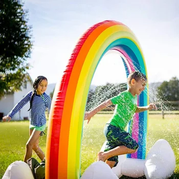 

PVC Inflatable Water Spouting Rainbow Arched Children's Outdoor Lawn Swimming Toys Game Mat Inflatable Unicorn