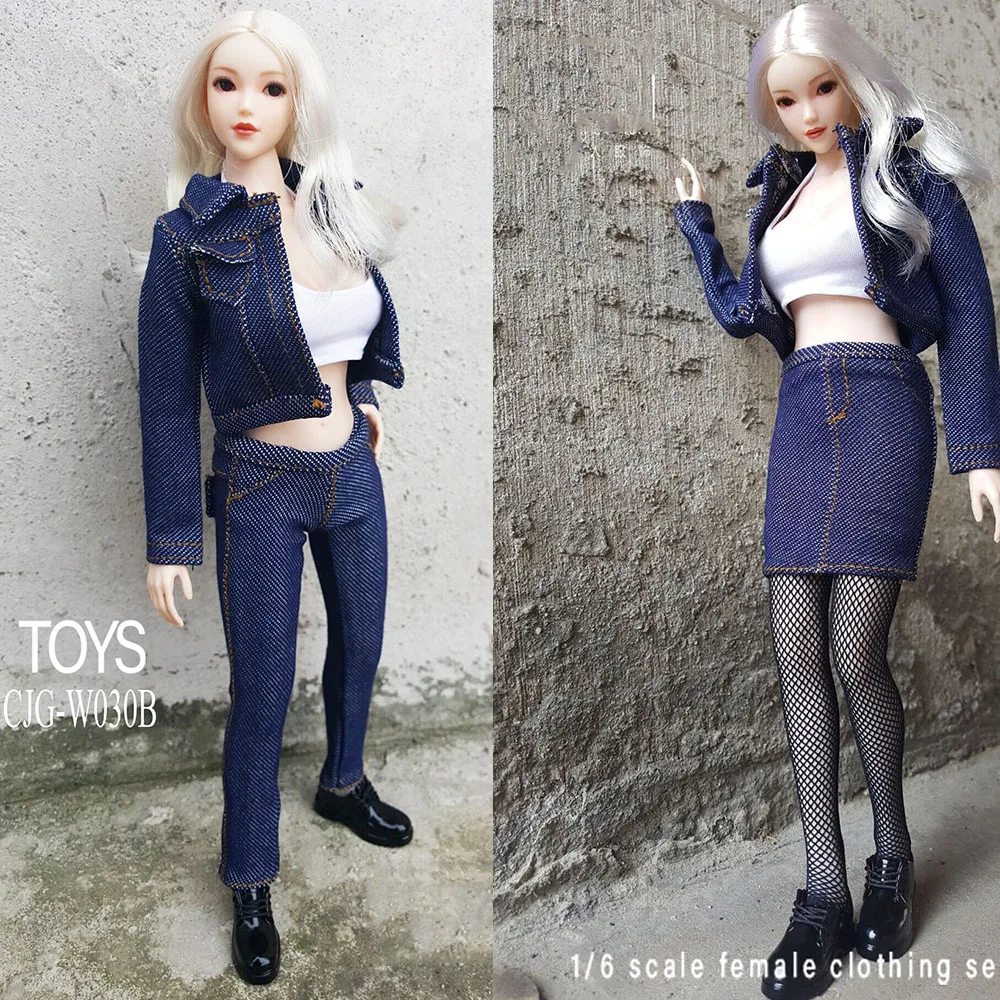 

CJG-W030 1/6 Scale Female cowboy suit Jeans Skirt Set Model for 12 Inches Action Figure DIY Dolls Toys Accessories
