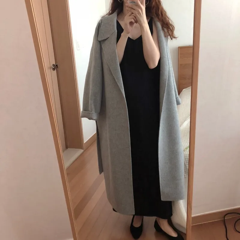 Женское корейское зимнее длинное пальто, верхняя одежда, пальто свободного размера плюс, кардиганы с длинным рукавом, манто Femme Hiver, элегантное