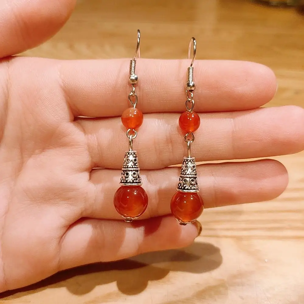 Серьги-подвески Женские винтажные с натуральным камнем 11 цветов | Украшения и