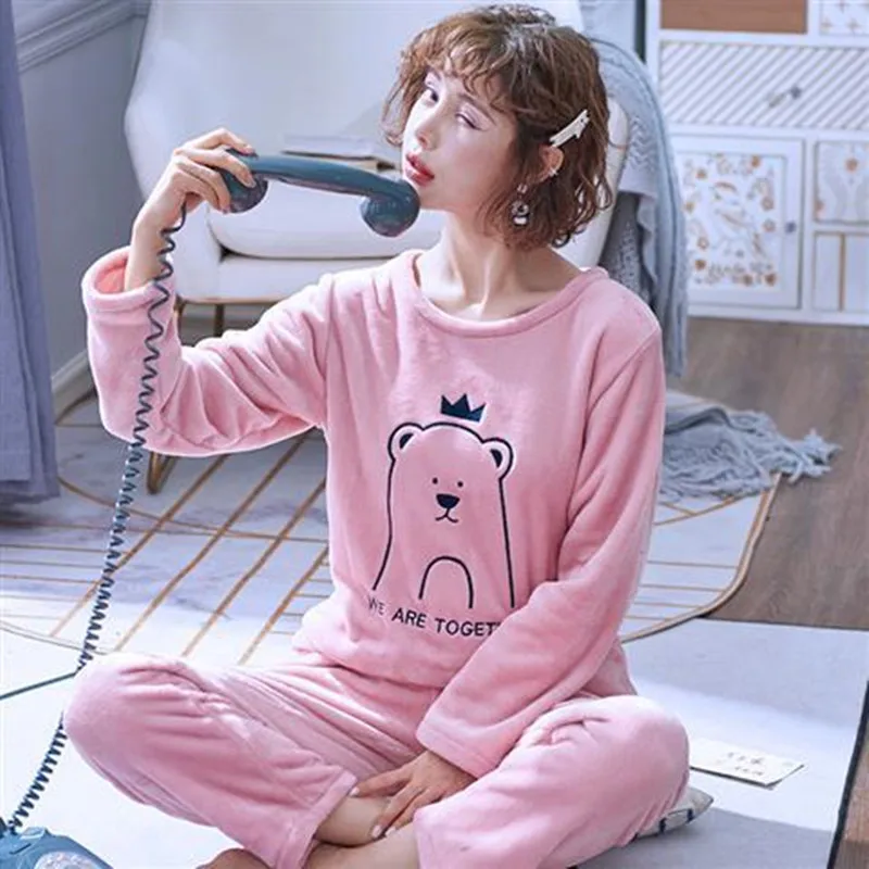 Style 7 Фланелевый пижамный комплект, пижама, теплая Сексуальная плюшевая одежда для сна с рисунком животных, большой размер, Женская домашняя одежда, зимняя модная Пижама - Цвет: Style 7