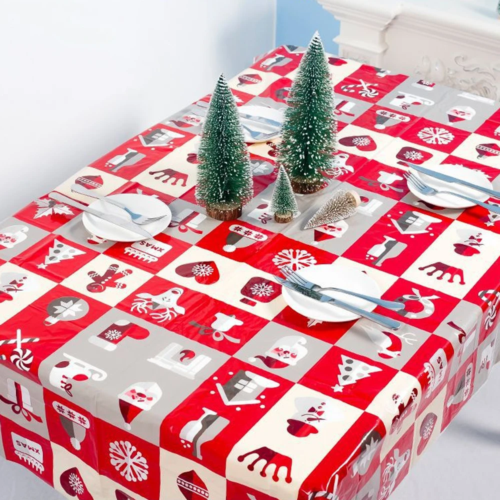 1PC Christmas Disposable Tablecloth Waterproof Antifouling Table Cover Holiday New Year Xmas Decor Table Cover