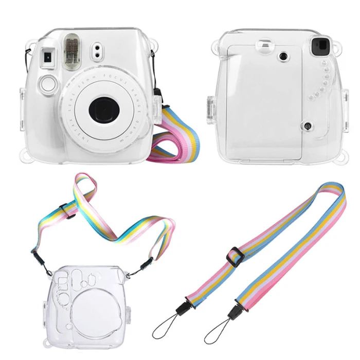 Камера чистой твёрдой ПВХ чехол с крышкой с ремешком для Fujifilm Instax Mini 9/8/8+ GK99