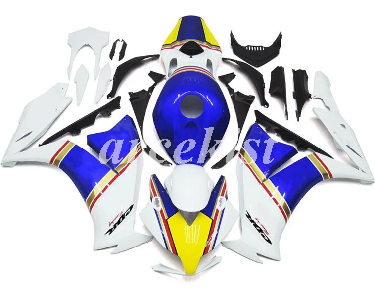ABS Полный обтекатели комплект Подходит для HONDA CBR1000RR 2012 2013 для детей возрастом 12, 13, 14, 15, 16 CBR1000 1000RR тела комплект синего и желтого цвета