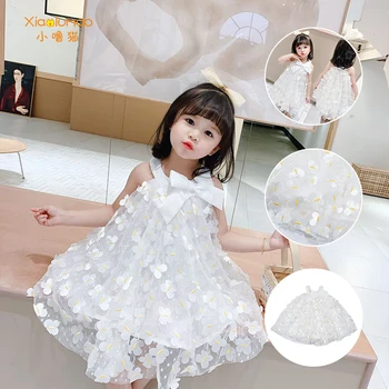 

Summer child girl dress pettiskirt cake pettiskirt dress elegant princess party wedding dress girl birthday costume 3 8Y sleevel