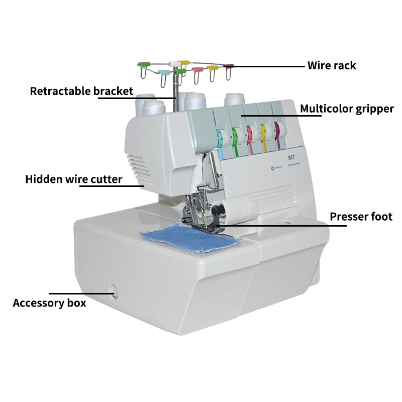 1PC Sewing Machine 855 Line Hemming Zigzag Stretch Sewing Machine 857 Overlock With English Manual