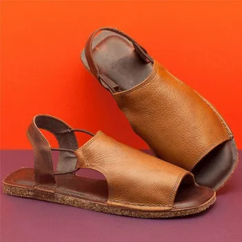 

Summer Women's Sandals Ladies Girls Retro Vintage Flat Peep Toe PU Sandals Fashion Female Casual Comfort Shoes Plus Size #F45