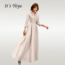 Это Yiya элегантные вечерние платья v-образный вырез три четверти рукава женские вечерние платья Серый Пол Длина халат De Soiree E557