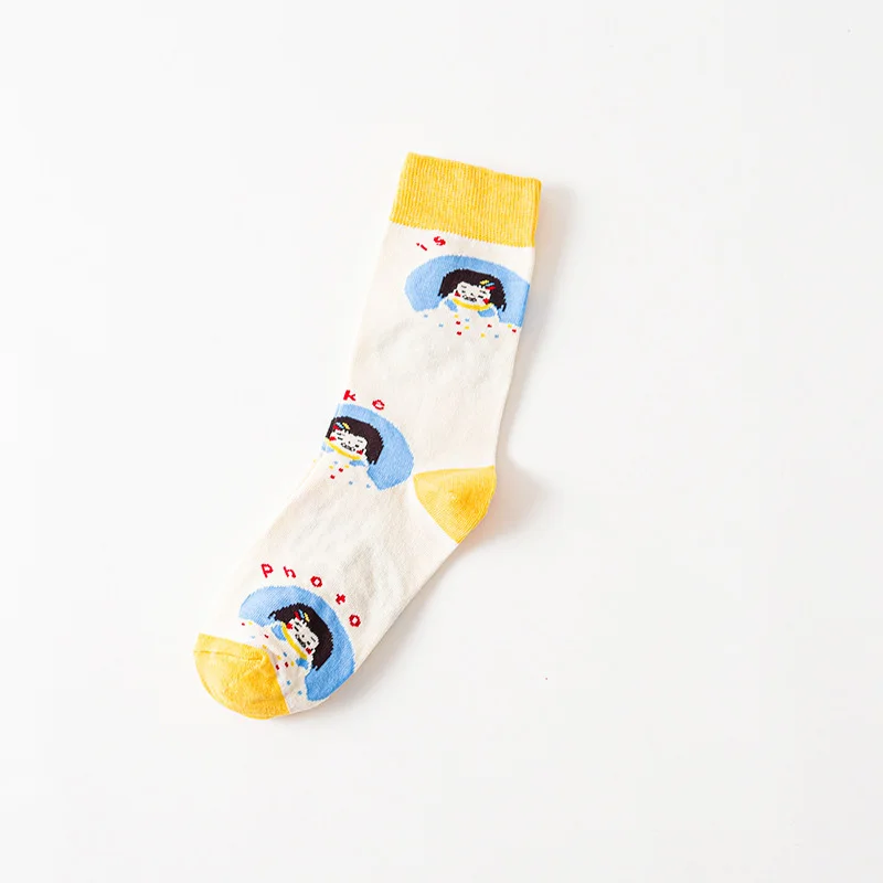 Креативные высококачественные модные забавные женские носки в стиле Харадзюку с забавным принтом с фруктами милые носки - Color: 1