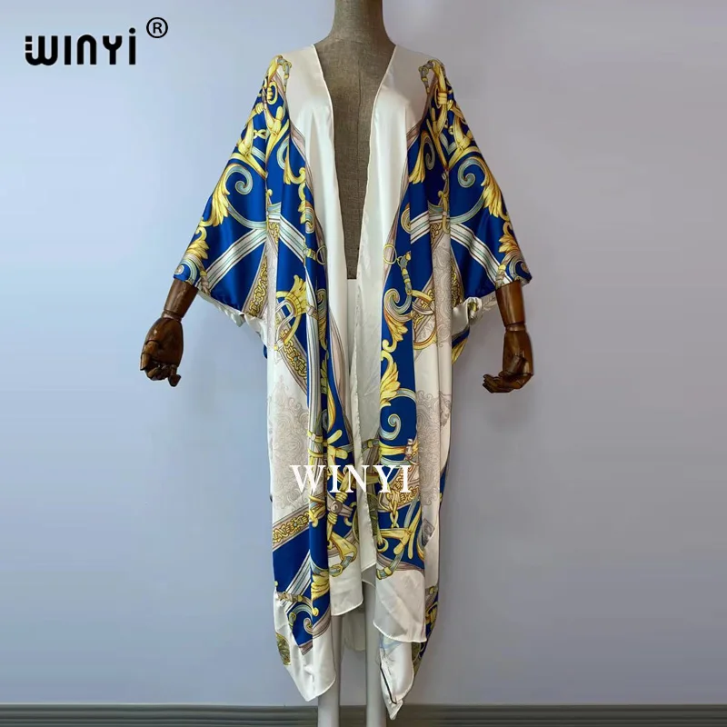 Bikini  cover-up traf Cotton Sweet Lady Pink Boho Print Self Belted Front Open Long Kimono Dress Beach Tunic Women Wrap Dresses