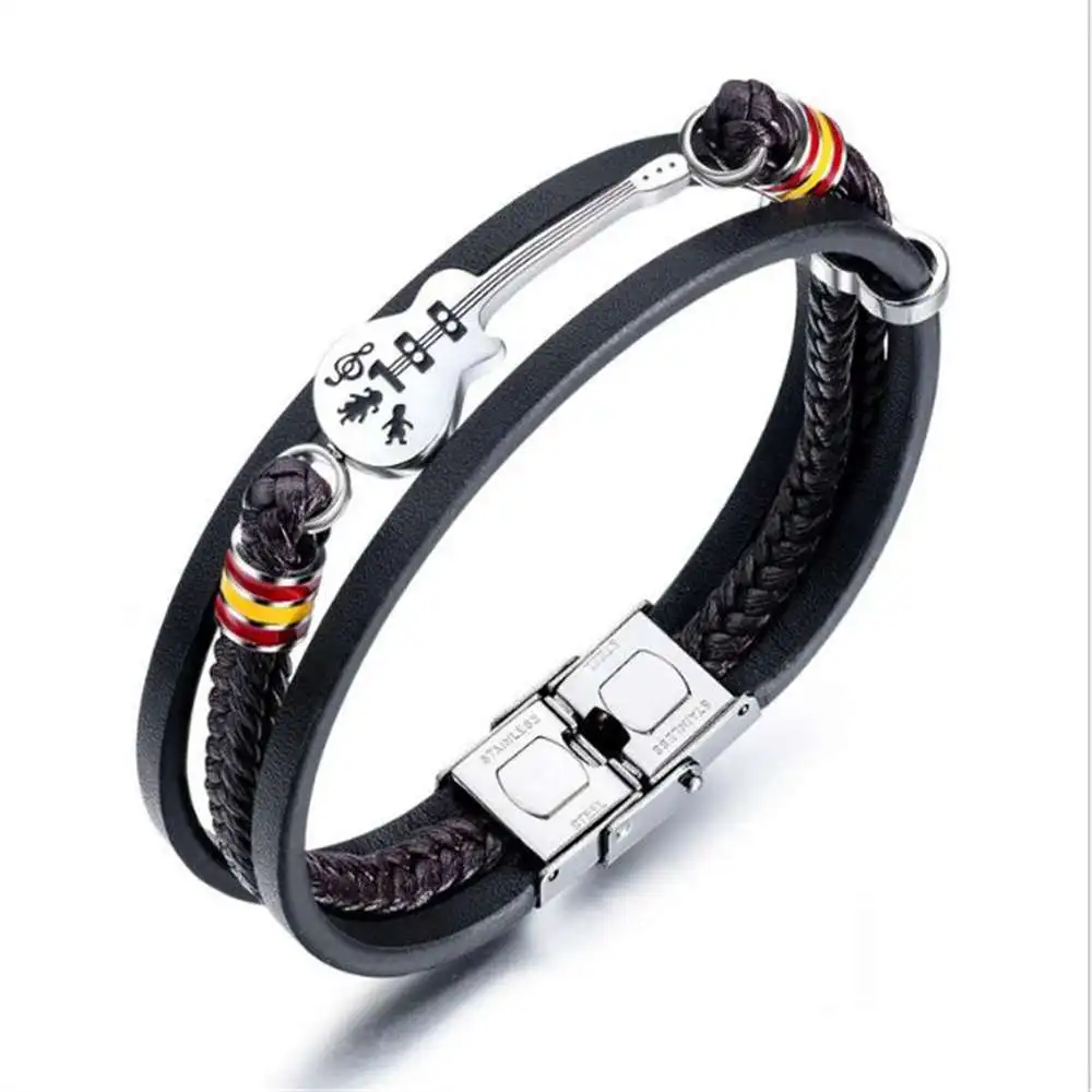 

Men Jewelry Braided Leather Multilayer braiding Punk style bracelet bangle so150