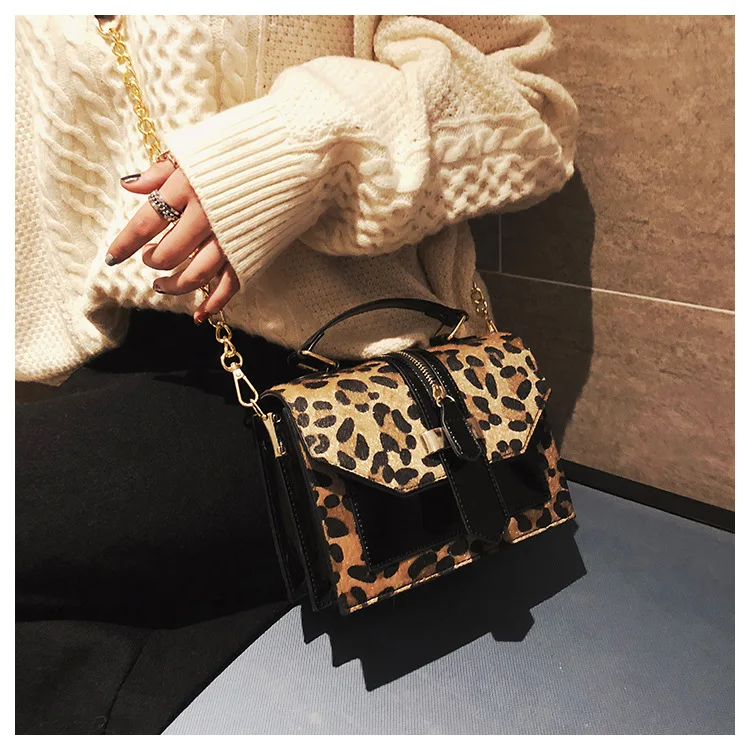 Leopard Print Small Flap Bags Women Bag Over Shoulder Luxury Handbags Women Bags Designer Lady Leather Plush Messenger Bag