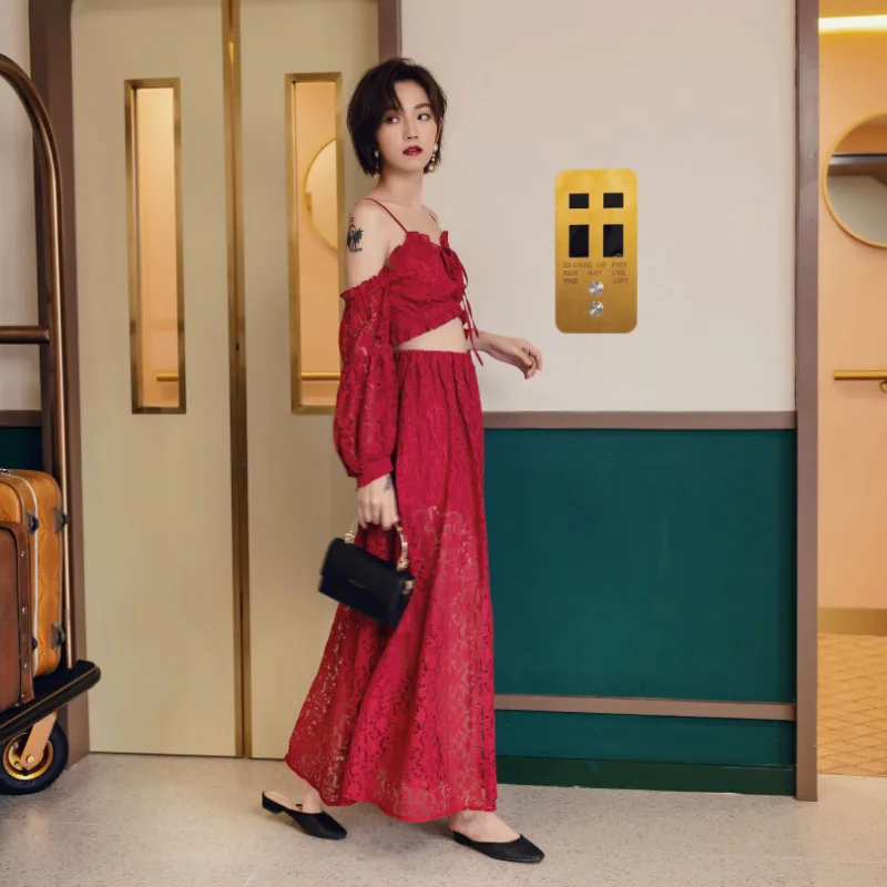 

Women's Summer 2019 New Style Skirt Short-height Set Seaside Holiday Beach Skirt