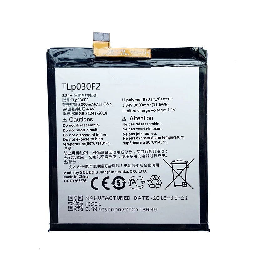 Оригинальный аккумулятор 3000 мАч TLP030F2 для сотового телефона TCL Alcatel One Touch Idol 4S 6070K