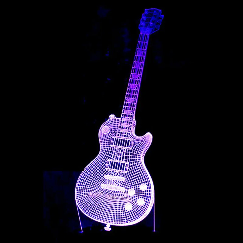 3D Led Visual Colorful Usb Press Switch Table Lamp Baby Sleeping Night Light Creative Fashion Music Electric Guitar Lamp Guitar3