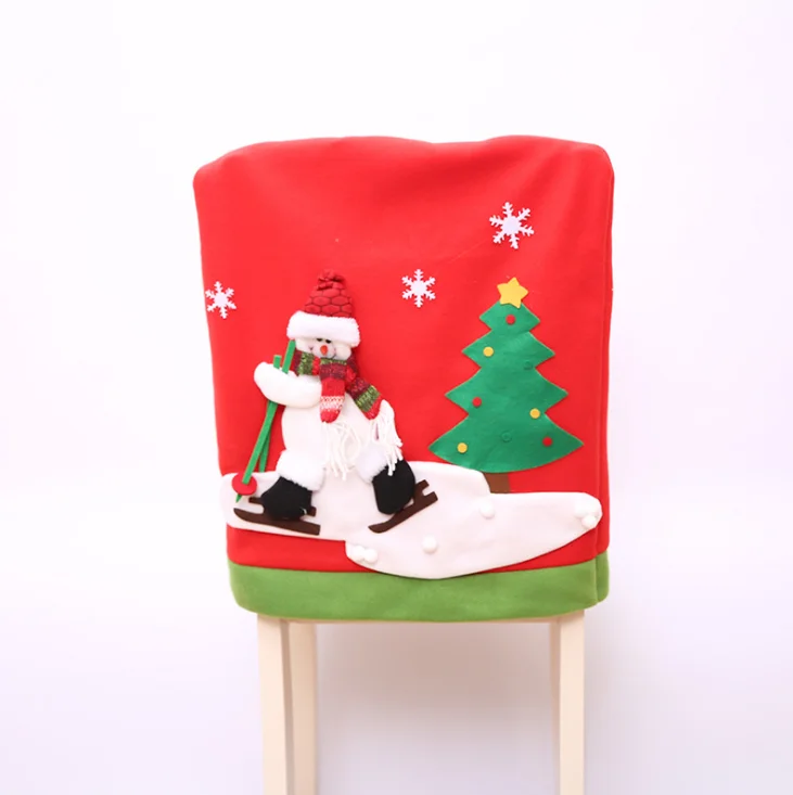Рождественские чехлы на стулья Санта Снеговик лыжные чехлы на стулья рождественские вечерние украшения для кухни - Цвет: B
