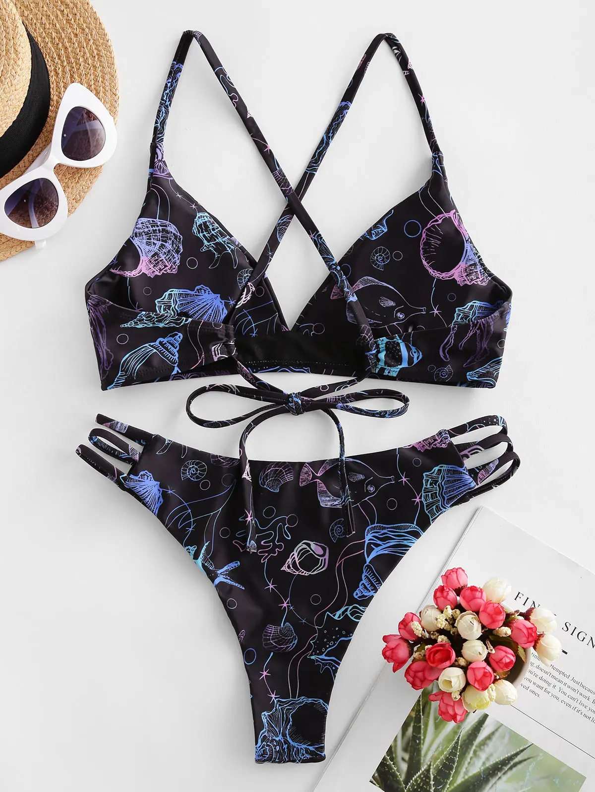 ZAFUL Jellyfish Print Criss Cross Bikini Swimsuit Women Spaghetti Straps Bikini Sets Padded Two Piece Swimsuit Summer 2020 Beach ZAFUL Jellyfish Print Criss Cross Bikini Swimsuit Women Spaghetti Straps Bikini Sets Padded Two Piece Swimsuit Summer 2020 Beach