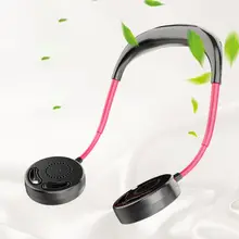 Handsfree neckband hanging USB leafless rechargeable hanging neck double fan 