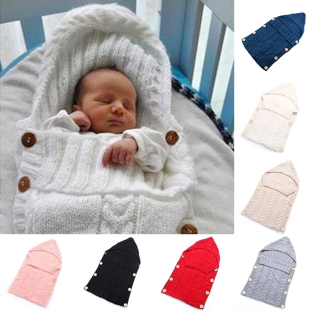Newborn Baby Cute Knitted Crochet Hooded Sleeping Bags Babies Swaddle Wrap Swaddling Blanket Sleep Bag Sleeping Bags Aliexpress
