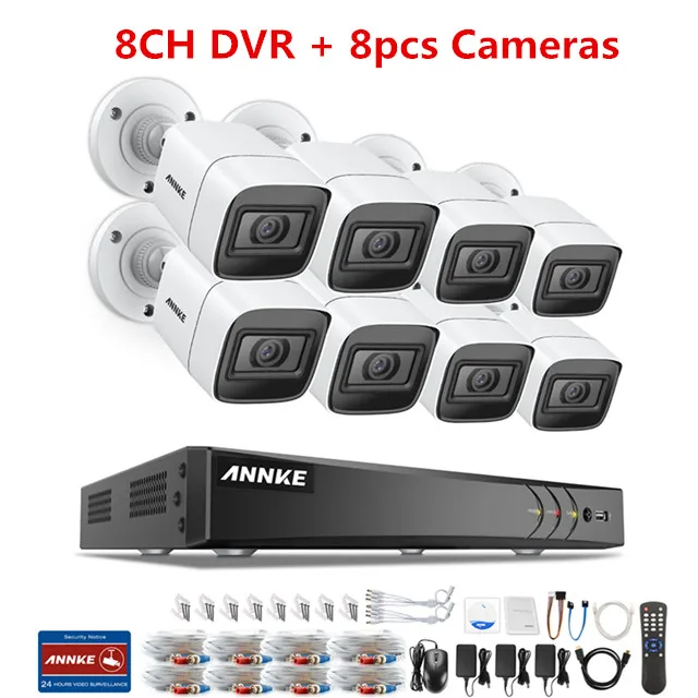 ANNKE 4K Ultra HD 8CH DVR комплект H.265 CCTV камера система безопасности 8MP система видеонаблюдения ИК Открытый ночное видение комплекты видеонаблюдения - Цвет: 8ch 8pcs DVR kit