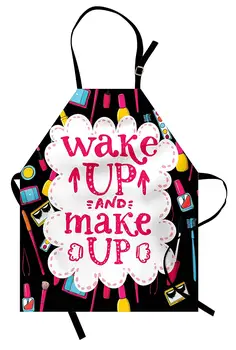 

Kitchen Apron Witty Saying Wake Make with Cosmetic Lipstick Mascara and Nail Polish Aprons Men Women Kids Home Cleaning Tools