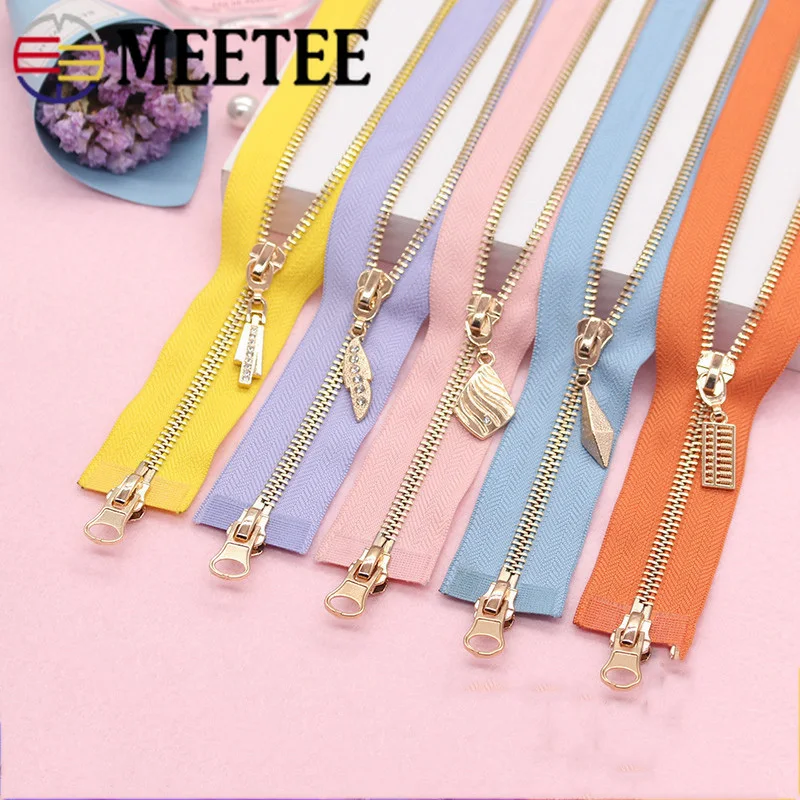 Meetee 5 70 120cm Metal Zipper Double Slider Open end Decor Zip for