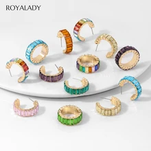 Модные радужные Cz манжеты для ушей для женщин и девушек богемные обручи круглые c-образные массивные Женская Сережка-гвоздик ювелирные изделия Brincos подарок