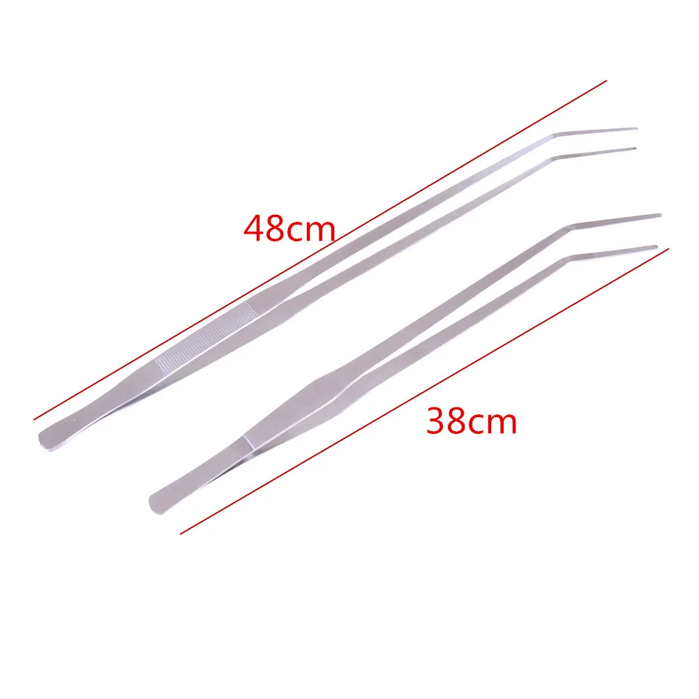 Pinzas para acuario de 38cm/48cm, pinzas para plantas curvas rectas, pinzas largas de acero inoxidable, pinzas torcidas para tanque de arrecife de camarones y plantas