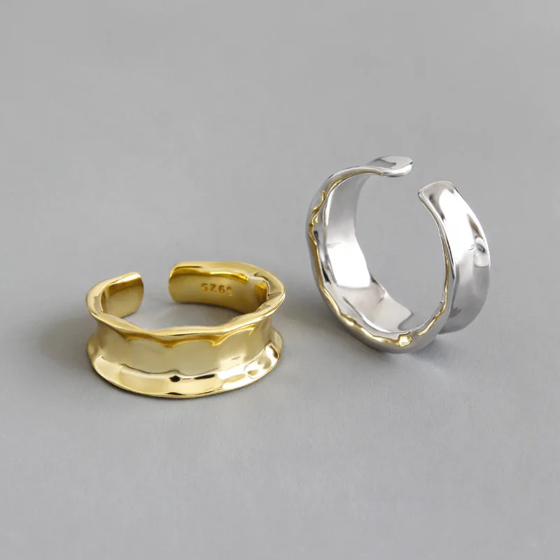 

Irregular Gold RING 925 Sterling Silver Rings For Women Bague Femme Argent Piersconki Srebrne Silver fineJewelry