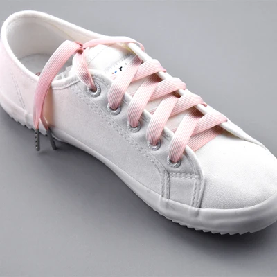 Градиент Полосатый шнурок 1,0 см Широкий для женщин белые парусиновые туфли розовый цвет Сатиновые туфли на шнурках - Цвет: Gradient pink