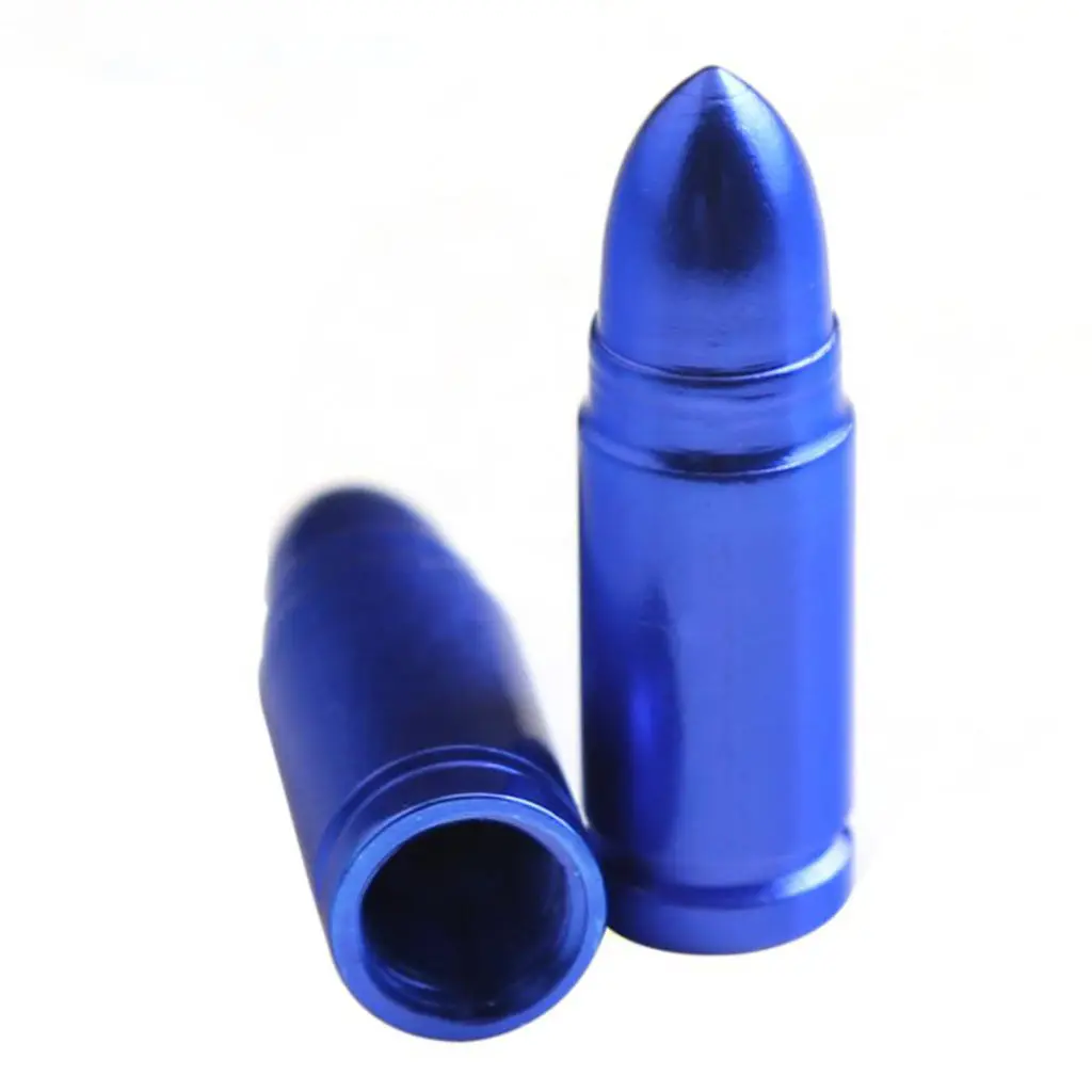 4Pcs Car Motorcycles Bullet Aluminum Tire Valve Stem Caps Blue | Автомобили и мотоциклы