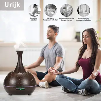 

USB Oil Diffuser Wood Electric Humidifier Ultrasonic Air Humidifier Aromatherapy LED Light Mist Maker For Home