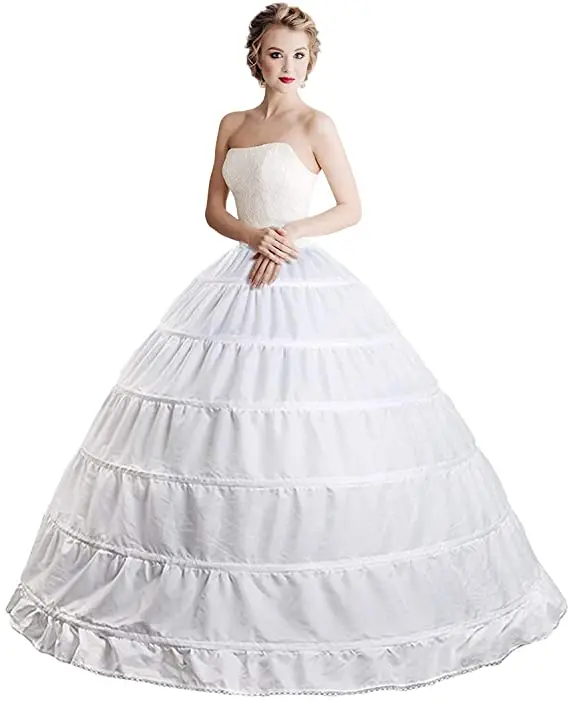 

Top Online 6 Hoop Crinoline Underskirt Petticoat Full A-line Floor Length Bridal Dress Ball Gown Slip for Women