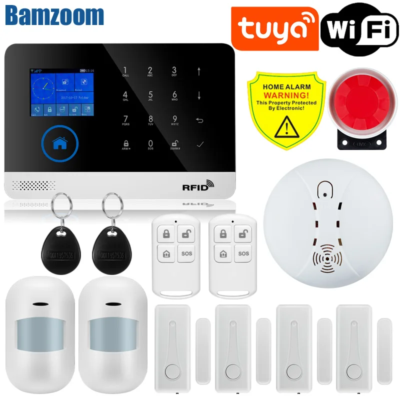 Tuya Wifi GSM Alarm System Wireless Detectors Alarm Smart Home APP Control English/Russian/Spanish/France/Italian ring alarm hub plus keypad Alarms & Sensors