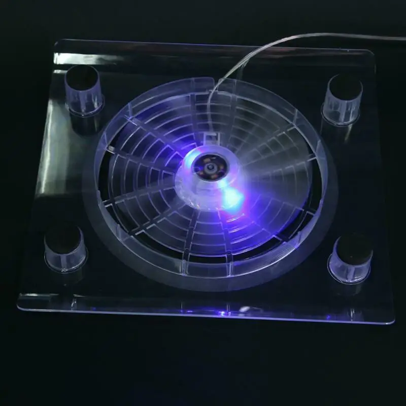 Laptop USB Air Cooling Fan LED Light Cooler Pad Blue LED Large Single Heatsink Cooling Fans 5