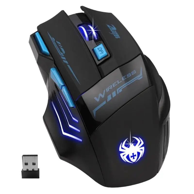 ZELOTES F-14 2,4 ГГц Беспроводная USB 2400 dpi Регулируемая эргономичная оптическая мышь