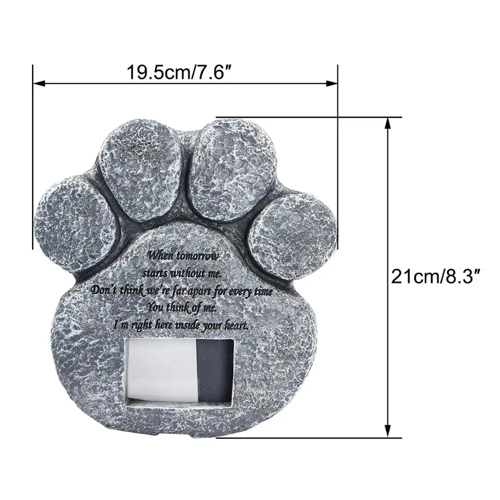 Pet Memorial Stones for Loss of Pet Gifts Paw Print Shaped Tombstone Dog Cat Grave Photo Frame Memorial Gifts