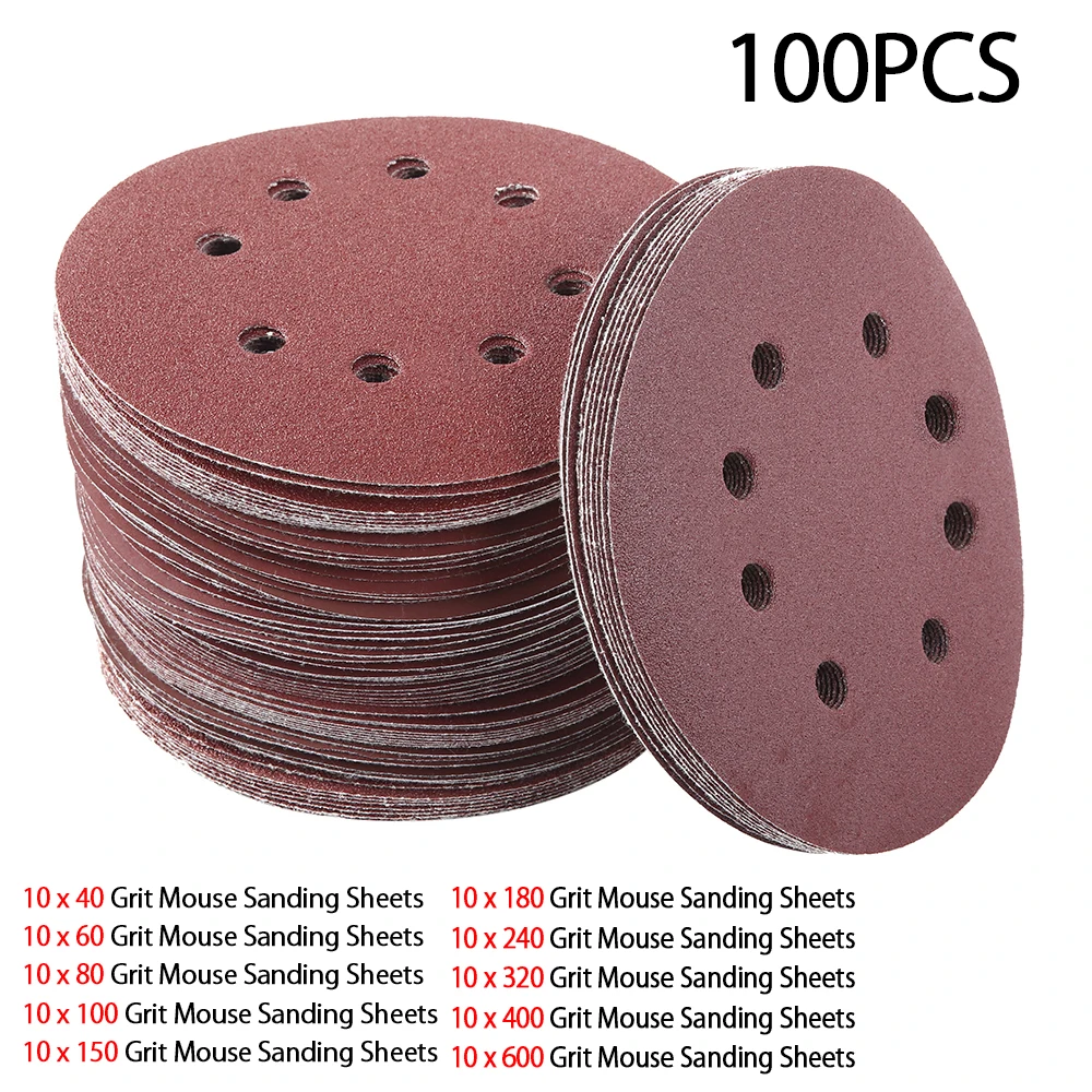 

60/80/100pcs 5 Inch Hook Loop Sanding paper with 8 Hole Sand Pads Set 40 Grit-600 Grit Sander Disc Abrasives for Polish Machine