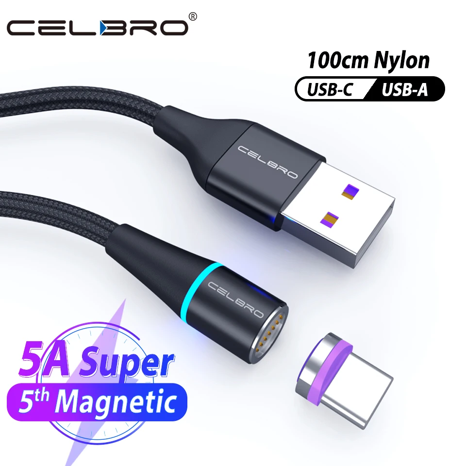 1M 5A Магнитный кабель Micro Usb type C Cahrger супер быстрый зарядный для телефона