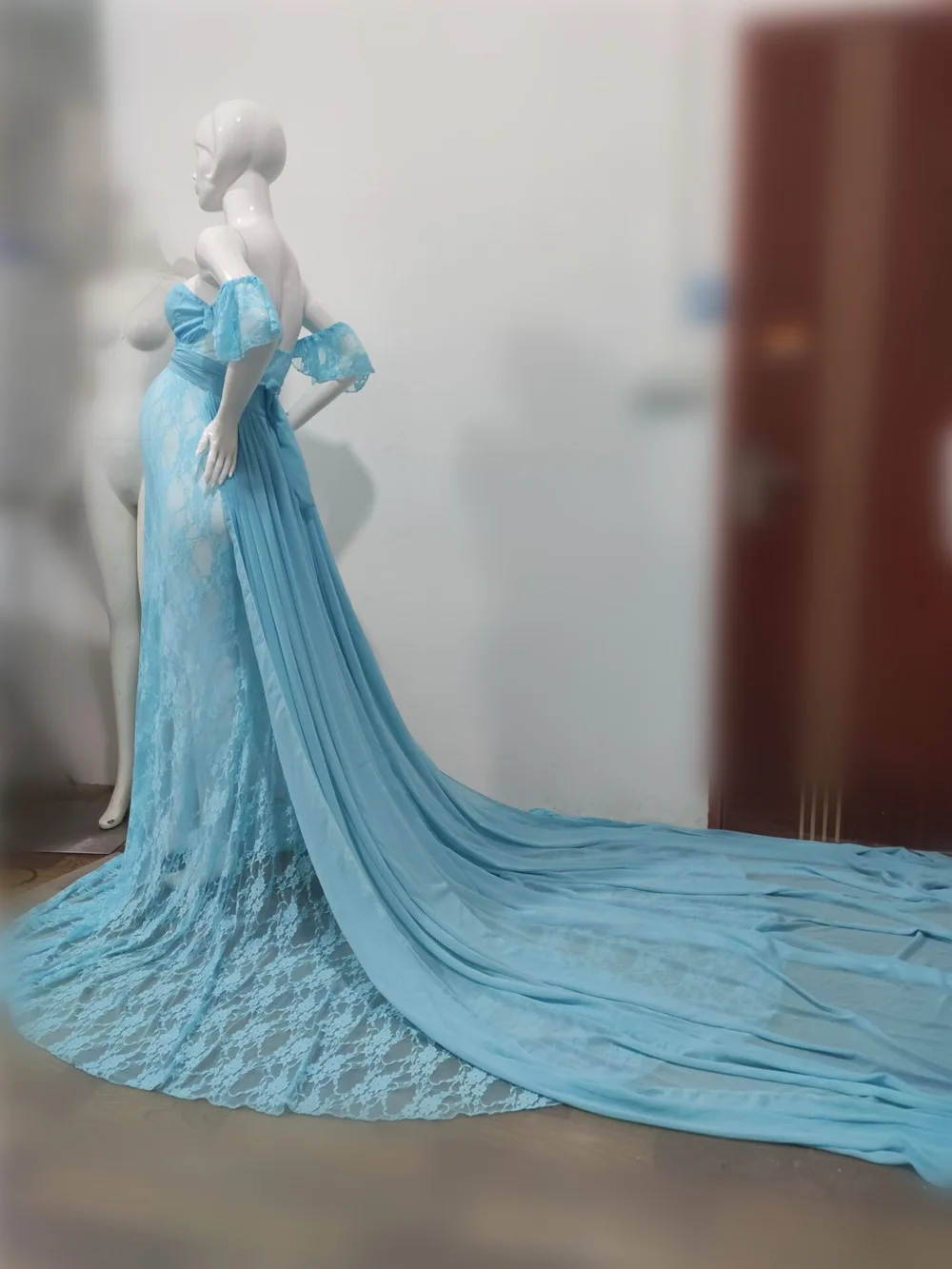 Sexy Lace Maternity Dresses Photography Props Chiffon Shawl Fancy Pregnancy Dress For Photo Shoot Long Pregnant Women Maxi Gown (10)