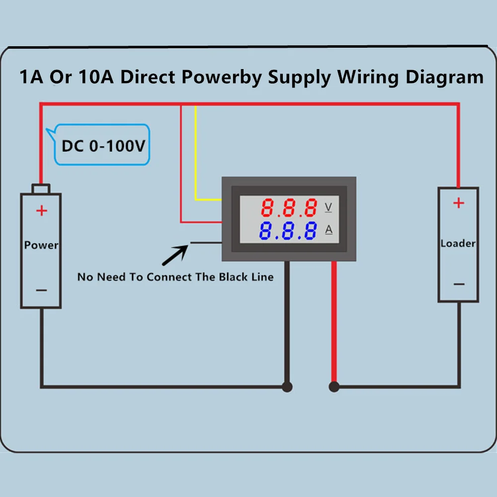 Digital Voltmeter Ammeter DC 100V 10A Blue Red LED Dual Volt Meter Gauge Electromobile Motorcycle Car