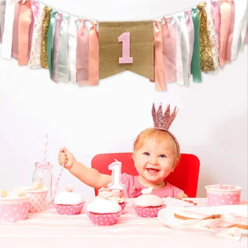 

ins pink girl Taobao hot sale style dining chair pull flag decoration home party decoration birthday items