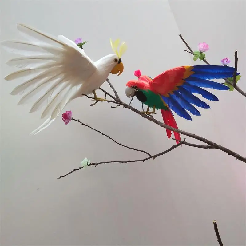 

foam&feathers spreading wings Bird beautiful feathers parrot Cockatoo fake bird handicraft home garden decoration toy gift p0552