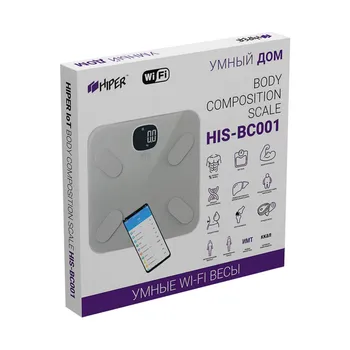 

Bathroom Scales Hiper HIS-BC001 Body Composition smart Scale home household appliances floor Impact resistant glass Fat and Water Content Testing Wi-Fi