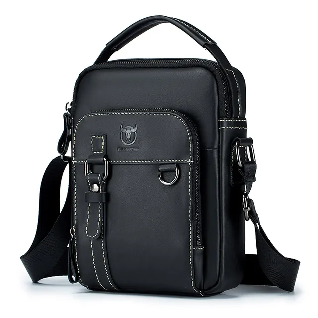 BULLCAPTAIN Fashion Men's Shoulder Bag Leather Messenger Bags Male Bolsos Crossbody Bags Quality Man's Handbag Travel For Ipad Black