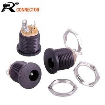 

100pcs/lot DC Panel Mount DC Female Jack Socket Power Supply Wire Connector 5.5mmX2.1mm DC Chassi Connector Wholesale