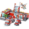 New City Fire Station Building Blocks Sets Fire Engine Fighter Truck Bricks Playmobil Toys for Children ► Photo 1/6