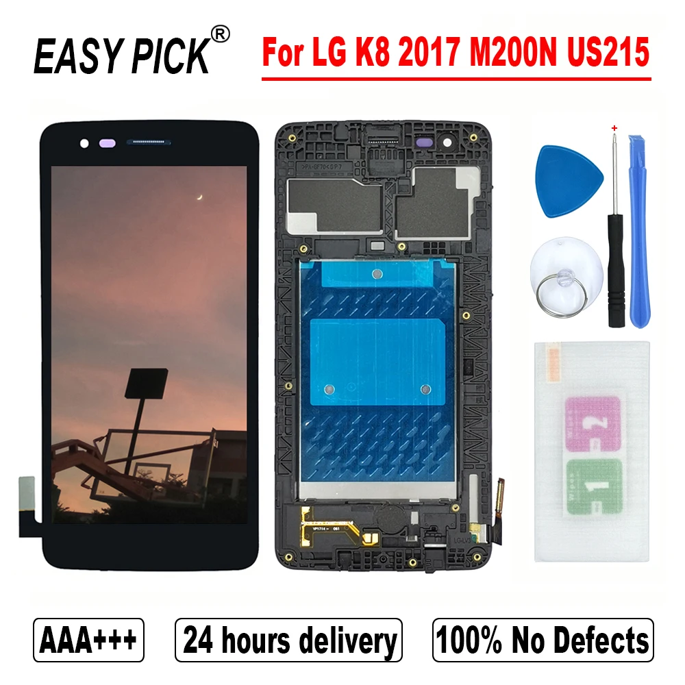 Tanie Dla LG K8 2017 Aristo M200N M210 MS210 US215 wyświetlacz LCD montaż digitizera ekranu dotykowego z ramą darmowe narzędzia