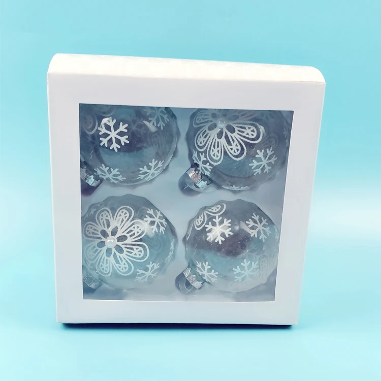 

Christmas tree decorations glass window ornaments small pieces of foreign trade 8cm beads ball 4 gift box
