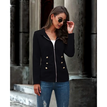 

Autumn Fall Woman Jacket Stand Collar Tops Zipper Tops Long Sleeve Jacket Women Coat British Style Ladies Coats and Jackets